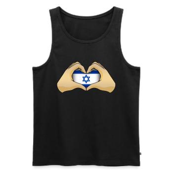 Israel - Men's Premium Organic Tank Top - black - Front - AI Model Male 178 light (178cm)