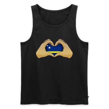 Curaçao - Männer Premium Bio Tank Top - Schwarz - Vorne - AI Model Male 178 light (178cm)
