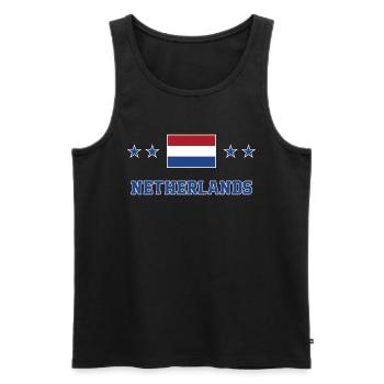Netherlands - Men's Premium Organic Tank Top - black - Front - AI Model Male 178 light (178cm)