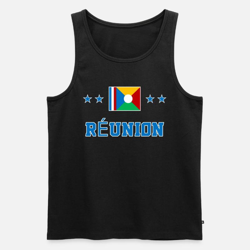 Réunion - Männer Premium Bio Tank Top - Schwarz
