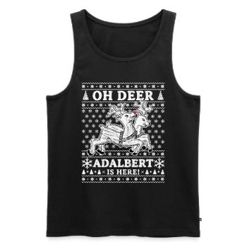Oh Deer - Adalbert is here Ugly Weihnachten - Männer Premium Bio Tank Top - Schwarz - Vorne - Michal (187cm)