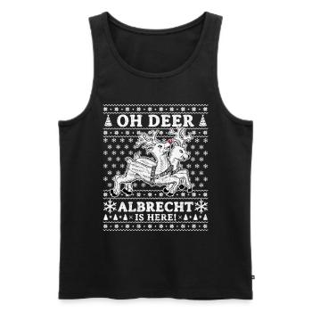 Oh Deer - Albrecht is here Ugly Weihnachten - Männer Premium Bio Tank Top - Schwarz - Vorne - Michal (187cm)
