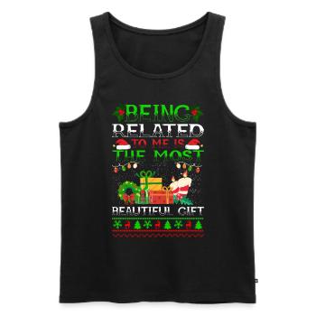 Being Related To Me – Lustiger Weihnachtsspruch - Männer Premium Bio Tank Top - Schwarz - Vorne - AI Model Male 178 light (178cm)