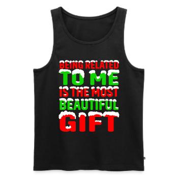 Being Related To Me – Lustiger Weihnachtsspruch - Männer Premium Bio Tank Top - Schwarz - Vorne - AI Model Male 178 light (178cm)