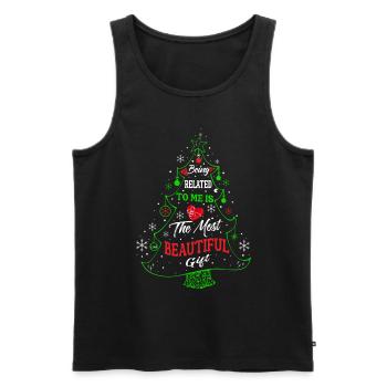 Being Related To Me – Lustiger Weihnachtsspruch - Männer Premium Bio Tank Top - Schwarz - Vorne - AI Model Male 178 light (178cm)