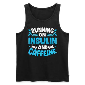 Diabetes Saying - Running On Insulin And Caffeine - Men's Premium Organic Tank Top - black - Front - AI Model Male 178 light (178cm)