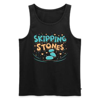 Skipping Stones - Männer Premium Bio Tank Top - Schwarz - Vorne - AI Model Male 178 light (178cm)