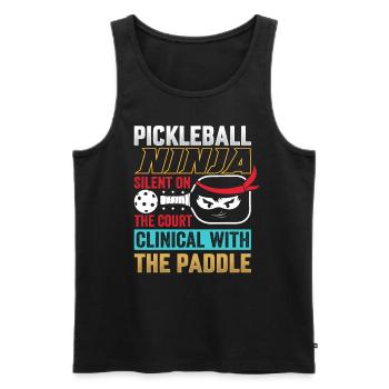 Pickleball Ninja - Silent With The Paddle - Men's Premium Organic Tank Top - black - Front - Michal (187cm)