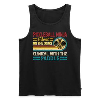 Pickleball Ninja - Silent With The Paddle - Men's Premium Organic Tank Top - black - Front - Michal (187cm)