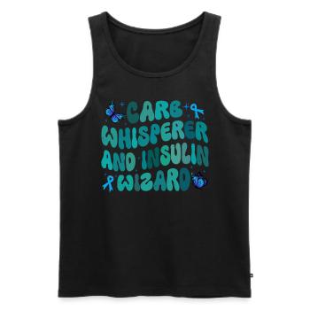 Carb Whisperer And Insulin Wizard - Men's Premium Organic Tank Top - black - Front - AI Model Male 178 light (178cm)