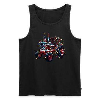 USA tractor with fairy lights for village life - Men's Premium Organic Tank Top - black - Front - AI Model Male 178 light (178cm)