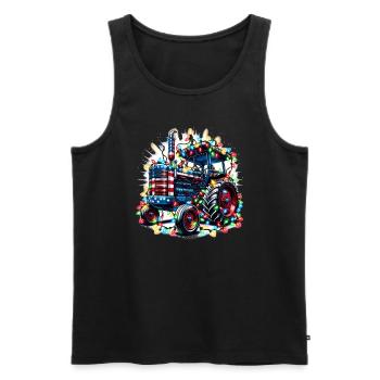 USA Monster Truck - Christmas Lights String Lights - Men's Premium Organic Tank Top - black - Front - AI Model Male 178 light (178cm)