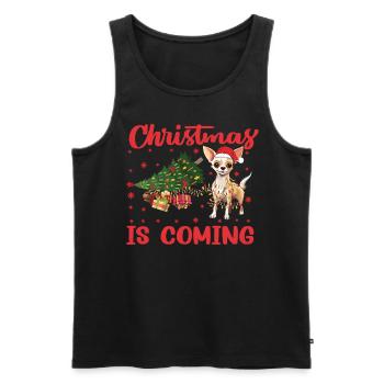 Noël arrive version chien - Débardeur bio Premium Homme - noir - Devant - Michal (187cm)