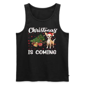 Noël arrive version chien - Débardeur bio Premium Homme - noir - Devant - Michal (187cm)