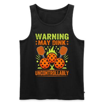 Warning May Dink Uncontrollably Pickleball Saying - Men's Premium Organic Tank Top - black - Front - AI Model Male 178 light (178cm)