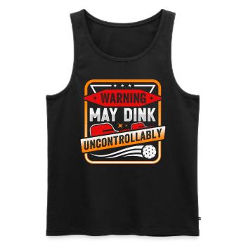 Warning May Dink Uncontrollably Pickleball Saying - Men's Premium Organic Tank Top - black - Front - AI Model Male 178 light (178cm)