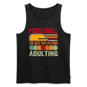 Pickleball - La meilleure façon d’éviter l’âge adulte - Débardeur bio Premium Homme - noir - Devant - AI Model Male 178 light (178cm)