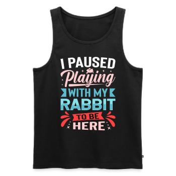 J’ai fait une pause en jouant avec mon lapin pour être ici - Débardeur bio Premium Homme - noir - Devant - AI Model Male 178 light (178cm)