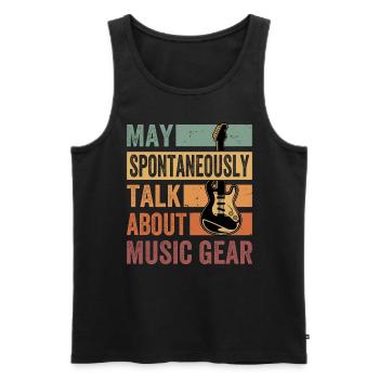 Peut parler spontanément de matériel de musique - Débardeur bio Premium Homme - noir - Devant - AI Model Male 178 light (178cm)