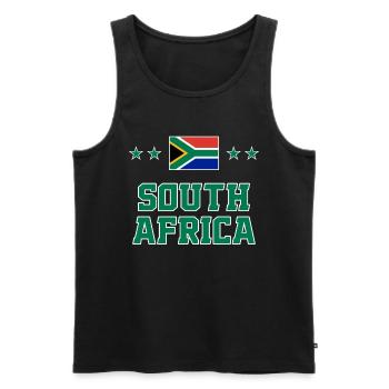 South Africa - Men's Premium Organic Tank Top - black - Front - AI Model Male 178 light (178cm)