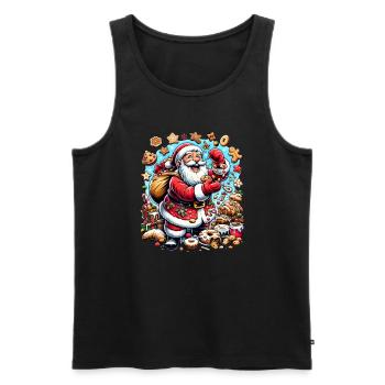 Lustiger Weihnachtsmann Nascht Gerne - Plätzchen - Männer Premium Bio Tank Top - Schwarz - Vorne - AI Model Male 178 light (178cm)