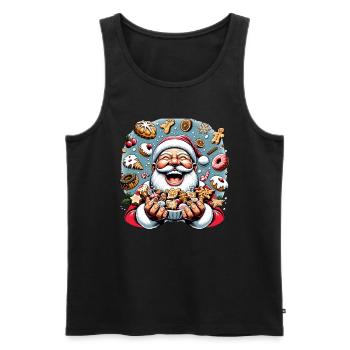 Lustiger Weihnachtsmann Nascht Gerne - Plätzchen - Männer Premium Bio Tank Top - Schwarz - Vorne - AI Model Male 178 light (178cm)