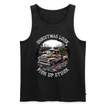 Christmas Luck - Pick Up Stuck - Saying - Männer Premium Bio Tank Top - Schwarz - Vorne - Michal (187cm)