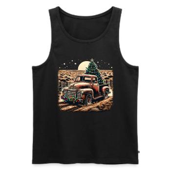 Vintage Christmas Truck - Tree And Fairy Lights - Männer Premium Bio Tank Top - Schwarz - Vorne - Michal (187cm)