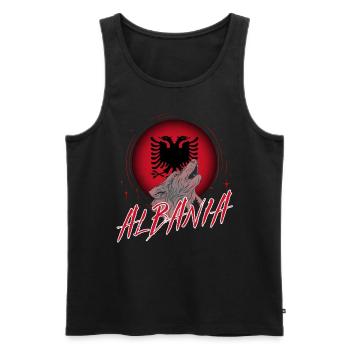 Albanie - Débardeur bio Premium Homme - noir - Devant - AI Model Male 178 light (178cm)