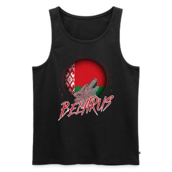 Belarus - Men's Premium Organic Tank Top - black - Front - AI Model Male 178 light (178cm)