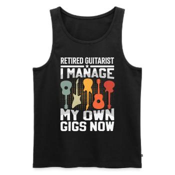 Pensionierter Gitarrist - I Manage My Own Gigs - Männer Premium Bio Tank Top - Schwarz - Vorne - AI Model Male 178 light (178cm)