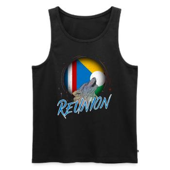 Réunion - Débardeur bio Premium Homme - noir - Devant - AI Model Male 178 light (178cm)