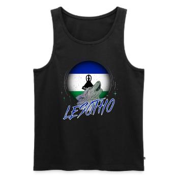 Lesotho - Männer Premium Bio Tank Top - Schwarz - Vorne - AI Model Male 178 light (178cm)