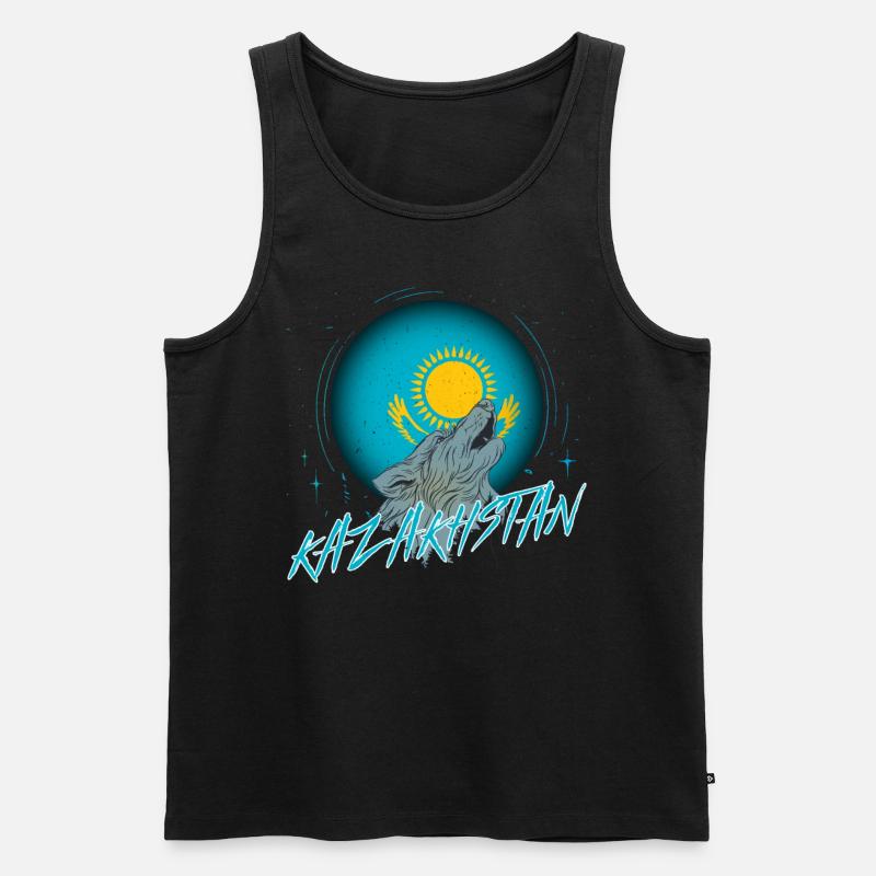 Kasachstan - Männer Premium Bio Tank Top - Schwarz