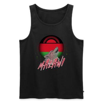 Malawi - Men's Premium Organic Tank Top - black - Front - AI Model Male 178 light (178cm)