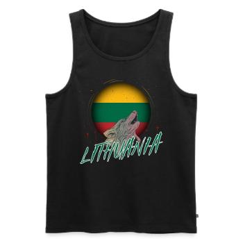 Lithuania - Men's Premium Organic Tank Top - black - Front - AI Model Male 178 light (178cm)