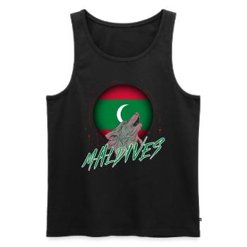 Maldives - Men's Premium Organic Tank Top - black - Front - AI Model Male 178 light (178cm)