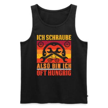 Rad Monteur- Ich Schraube Also Bin Ich Oft Hungrig - Männer Premium Bio Tank Top - Schwarz - Vorne - Michal (187cm)