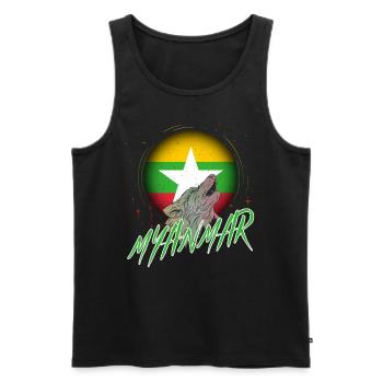 Myanmar - Men's Premium Organic Tank Top - black - Front - AI Model Male 178 light (178cm)