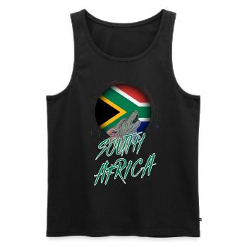 South Africa - Men's Premium Organic Tank Top - black - Front - AI Model Male 178 light (178cm)