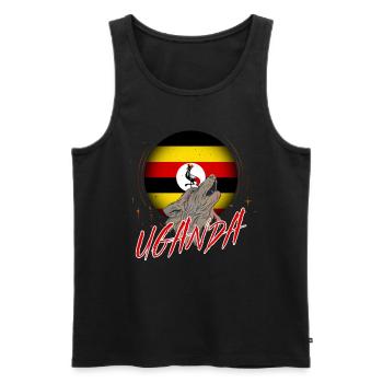 Uganda - Männer Premium Bio Tank Top - Schwarz - Vorne - AI Model Male 178 light (178cm)