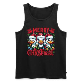 MERRY ChristMAST - Weihnachtsgans Festtagsessen - Männer Premium Bio Tank Top - Schwarz - Vorne - AI Model Male 178 light (178cm)