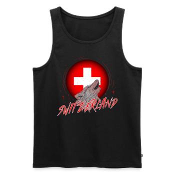 Switzerland - Men's Premium Organic Tank Top - black - Front - AI Model Male 178 light (178cm)