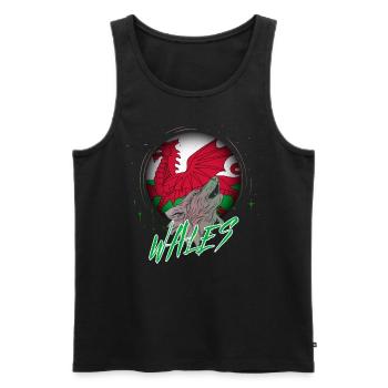 Wales - Men's Premium Organic Tank Top - black - Front - AI Model Male 178 light (178cm)