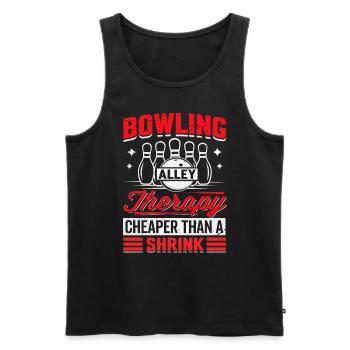 Bowling Alley Therapy - Cheaper Than A Shrink - Männer Premium Bio Tank Top - Schwarz - Vorne - Michal (187cm)