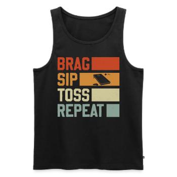 Brag Sip Toss Repeat - Cornhole Spruch - Männer Premium Bio Tank Top - Schwarz - Vorne - AI Model Male 178 light (178cm)
