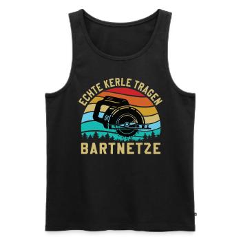 Forstwirtschaft Waldarbeiter Spruch Echte Kerle - Männer Premium Bio Tank Top - Schwarz - Vorne - Michal (187cm)