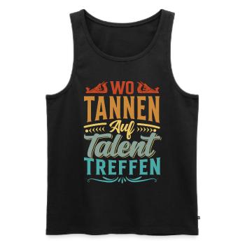 Retro Förster Waldarbeiter Spruch - Tanne - Männer Premium Bio Tank Top - Schwarz - Vorne - Michal (187cm)