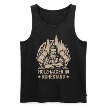 HOLZHACKER IM RUHESTAND - Männer Premium Bio Tank Top - Schwarz - Vorne - AI Model Male 178 light (178cm)