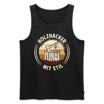 HOLZHACKER MIT STIL - Holzfäller Outfits Herren - Männer Premium Bio Tank Top - Schwarz - Vorne - AI Model Male 178 light (178cm)